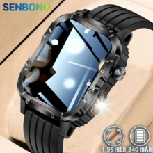 SENBONO Smart Watch (Call/Answer Calls), 1.95 Inch HD Active Touch Screen, Fitness Tracker With Heart Rate/Sleep/Blood Oxygen Monitoring, Multiple Sports Modes, Unisex Smart Watch - Black - View 3