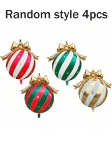 Christmas Bow & Colorful Ball Foil Balloon Set, Suitable For New Year, New Year's Day, Christmas, Birthday, Home, Window Display, Photography Decoration - Multicolor - View 11