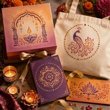 Bộ 9 khuôn stencil Mandala bằng nhựa tái sử dụng, mẫu tròn và vuông cho vẽ Rangoli Diwali, họa tiết gà trống, hoa sen và paisley, dùng cho đồ thủ công DIY, trang trí tường và vẽ tranh lễ hội cho dự án tại nhà - 9 mẫu thiết kế lễ hội ánh sáng - Xem 9