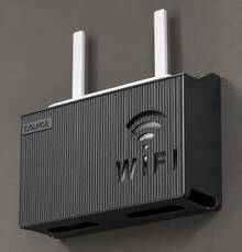 1pc Wall-Mounted WiFi Router Storage Box, Striped Cable Management Organizer, Hollow Ventilated Modem Hiding Box, Suitable For Power Strip, Wires, Cables, Essential Floating Wall Display Rack For Home Office, Rental Apartment, College Dorm - Multiple Styles and Colors - View 6