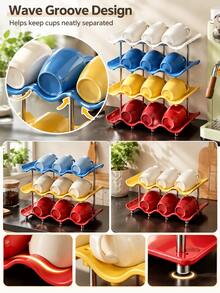 Multi-Tier, Stackable, Transparent Countertop Rack For Cups And Water Bottles; Suitable For Home Use As A Drying Rack For Mugs And Glassware; Ideal For Homes, Bars, Clubs, And Parties; A Space-Saving Countertop Display Stand. - Multicolor - View 3