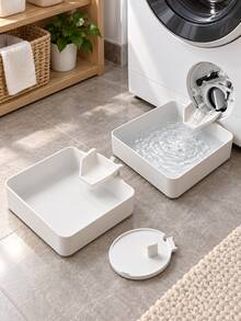 1pc Washing Machine Drain Pan, Anti-Leak Design Washing Machine Water Guide, Suitable For Washing Machine Tray, Water Collection Pan, Bottom Floor Protection, Made Of Durable Plastic Material, Suitable For Laundry Room Equipment Accessories. Bathroom Accessories Kitchen Accessories Home Accessories - One Size - View 3