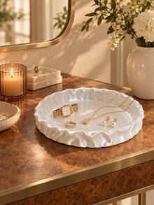 1pc Decorative Jewelry Display Tray, Round Wavy Edge Design, Can Store Earrings, Rings, Bracelets, Necklaces And Accessories, Suitable For Vanity, Bedroom, Dressing Room, Boutique Or Display, Small Accessory Dish, Jewelry Storage Rack, Vanity Decor, Gift - Multicolor - View 4