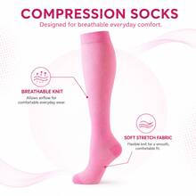 6 Pairs Solid Color Athletic Compression Socks Women Men Knee High Nurse Compression Socks Women Sports Compression Socks For Running Cycling Hiking - Multicolor - View 5