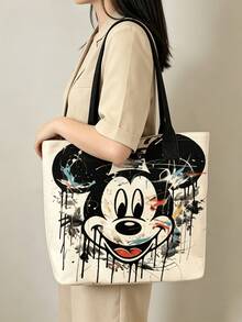 Disney Cute Cartoon Mickey, Minnie, Daisy Duck Tote Bag Handbag With Pink Heart Pattern, Large Capacity Shoulder Bag, Women's Fashion Handbag For Work, School, Commute, Travel, Shopping, Daily Use - Multicolor - View 4