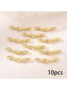 10pcs/Set Metal Asymmetrical Stripes Three-Dimensional Zinc Alloy Double Hanging Connector DIY Basic Findlings For Women For DIY Jewelry Making - Gold - View 15