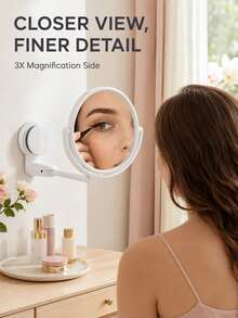 Wall-Mounted Bathroom Mirror, No Drilling Required, Foldable & Extendable, Bathroom Makeup Accessory, Wall-Mounted Single/Double-Sided Makeup Mirror, Home Decor, Christmas Gift - Multicolor - View 6