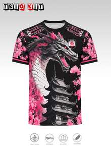 Kaos Pria dan Remaja Jepang, Desain Motif Naga, Atasan Nyaman, Cocok untuk Kompetisi, Pakaian Sehari-hari, Hadiah, Naga Jepang - Hitam - View 2