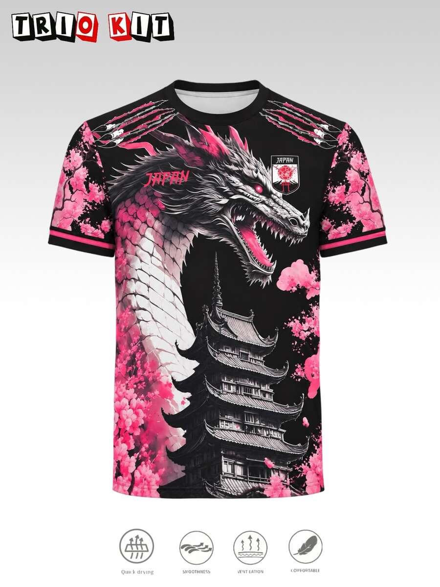 Kaos Pria dan Remaja Jepang, Desain Motif Naga, Atasan Nyaman, Cocok untuk Kompetisi, Pakaian Sehari-hari, Hadiah, Naga Jepang