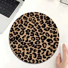 1pc Leopard Spotted Animal Cartoon Cute Mouse Pad, Round Office Desk Mouse Pad With Non-Slip Rubber Base, Compact Mini Travel Mouse Pad Suitable For Work Wireless Computer Laptop, Office Desk Accessory - View 5