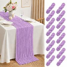 10 Pack Beige Cheesecloth Table Runners, Soft Crinkle Gauze Table Runners, Boho Rustic Sheer Cheese Cloth Table Decor For Wedding Reception, Bridal Shower, Baby Shower, Birthday Party, Holiday Events, Farmhouse Dining Table And Home Decor - Lavender Purple - View 16