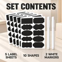 Storage Jar Label Sticker Set (20-Pack/40-Pack) With Marker; Adhesive-Free, Waterproof, Reusable Stickers; Kitchen Organizer Labels And Kitchen Containers – Erasable PVC Labels With Marker For Easy Organization, Perfect For Kitchen Storage - Multicolor - View 1
