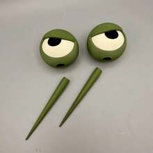 2pcs Funny Grumpy Face Potted Plant Eyes Decor, 3D Embossed Plant Stakes, Miniature Garden Sculpture, Quirky Flower Pot Decoration - Green - View 7