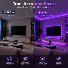 RGB LED Mood Light Strip, USB Plug And Play, 3-Key Control, Self-Adhesive & Cuttable, Multi-Color Dynamic Modes, Decor Light For TV, Cabinet, Gaming Setup, Wall Decor - 3Key RGB - View 6