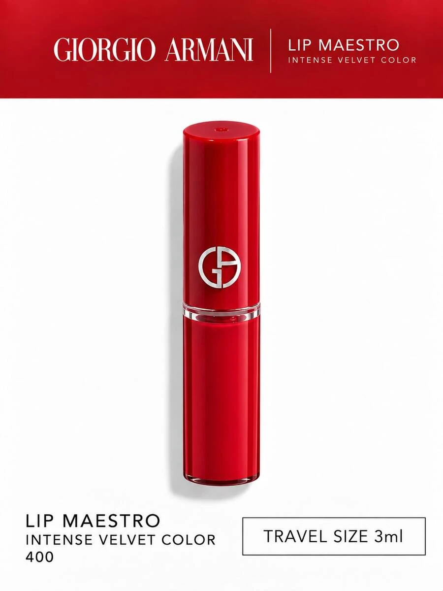 Lipstik Giorgio Armani Mini Lip Maestro Intense Velvet Color # 400-3 ML / 0.1 Oz (Minimum/Kecil/Ukuran Sampel/Ukuran Perjalanan)