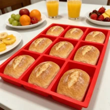 1/2PCS Multi-Purpose 9-Cavity Rectangular Silicone Bread Mold, Suitable For Oven And Air Fryer. Integrated 9-Grid Design, Applicable For Pound Cake, Toast, Pastry, Meat Cake, Fruit Cake. Soft Non-Stick Material, Easy And Complete Demolding, Not Easily Damaged. Smooth Surface, Clean With Water After Use, Reusable. Suitable For Home Baking, Flexible Texture, Can Be Rolled And Stored, Does Not Occupy Cabinet Space. Practical DIY Baking Tool For Home Kitchen, Beginners Can Easily Make Delicious Baked Treats. - View 11