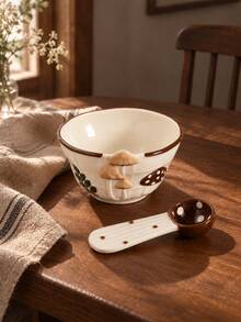 Fairy Tale Mushroom Theme Creative Ceramic Tableware Set, 3D Mushroom Shaped Multi-Purpose Bowl Set, Suitable For Yogurt, Oatmeal, Rice, Dessert, Fruit, Home, Office, Daily Use, Wedding, Housewarming, Birthday, Mother's Day, Graduation, Couple Gift - Multicolor - View 11