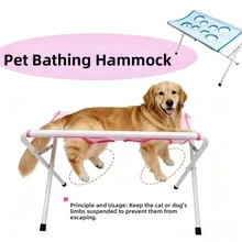 1pc Foldable Pet Bathing Stand (60*40*33cm), Portable Elevated Pet Bathing Rack With Breathable Mesh Surface, Suitable For Dog And Cat Bathing, Drying And Grooming, Fits Large, Medium And Small Dogs And Cats, Stable Fixed Pet Bathing Accessory - 60*40*33cm - View 3
