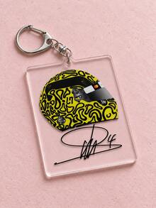 1/9pcs F1 Racing Driver Helmet Handwritten Signature Acrylic Keychain, Cool Motorcycle Sports Style, Driver Livery Card, Car Key Ring Accessory, Backpack Pendant, Ideal Gift For Car Fans, Boyfriend, Friends - Multicolor - View 17