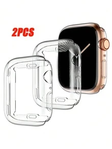 2个透明TPU材质360度全方位保护表壳，兼容，尺寸包括38mm、49mm、46mm、40mm、44mm、45mm、42mm和41mm，防震、时尚、简约、男女通用 - 無色 - 查看 17