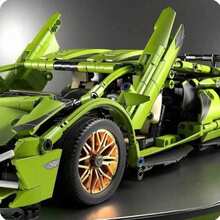Multiple Supercar Building Blocks, 1200+ ABS Blocks, 1:14 Scale, 14 Inches, Assembled Length 200+ ABS Blocks, 1:14 Scale, 14 Inches, Adult Collectible Model Car Gift - Multicolor - View 6