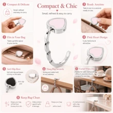 1pc Heart Table Edge Bag Hook, Portable No Adhesive Purse Hanger, Stable Gravity Balance Desk Hook For Handbag, Backpack, Keys And Accessories, Keep Table Clean, Multiple Colors Available - Multicolor - View 17