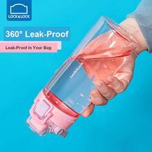 LocknLock ABF796 Waist-Shaped Portable Sports Cup, 700ml Tritan Water Bottle With Direct Drinking Outlet, Easy Clean Wide Opening, Clear Scale, 180° Flip Carry Handle For Men Women Students - A - View 2