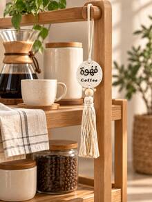 Coffee Tea Tassel Hanging Ornament, Kitchen Coffee Bar & Tea Station Decor, Boho Wall Hanging For Cafe, Dining Room & Home Decoration - Multicolor - View 4