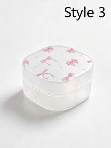 Kotak Penyimpanan Bulat Motif Pita & Hati yang Lucu - Kotak Penyimpanan Portabel untuk Alas Rias dan Produk Pembersih, Desain Perjalanan Tertutup, Cocok untuk Kuas, Bola, Manik-manik, dll., Penyimpanan Kamar Mandi dan Meja Rias, Kotak Penyimpanan Penghapus Rias, Permukaan Halus, Kotak Penyimpanan Transparan, Perlengkapan Asrama, Alat Pengatur Rias, Perlengkapan DIY, Hadiah untuk Keluarga dan Teman, Perlengkapan Kembali ke Sekolah - MultiWarna - View 8