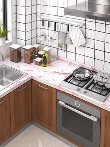 1 Roll Pink Marble Pattern Contact Paper, Glossy Peel And Stick Wallpaper, Waterproof And Oil-Resistant Self-Adhesive Vinyl Film, Suitable For Countertops, Kitchen Cabinets, Desks, Table Tops, Removable Rental Apartment And College Dorm Essentials - Multiple Styles and Colors - View 11