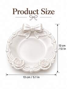 1pc 3D Printed Bow & Rose Jewelry Tray, Cute Ruffled Edge Decorative Storage Dish, Elegant Small Accessories Organizer Box, Suitable For Desk, Vanity, Home Decor - Multicolor - View 3