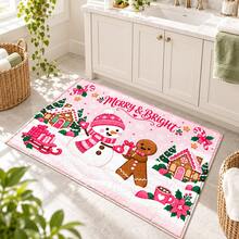 1pc Pink Candy Train Christmas Floor Mat, Fantasy Holiday Room Decor, Suitable For Kids Room, Game Room, Living Room And Christmas Party - Multicolor - View 8