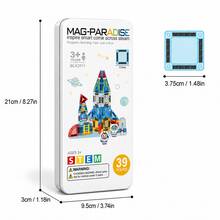 Space Theme Magnetic Building Blocks Set, STEM Mini Travel Magnetic Tiles, Children's Educational Construction Toy, Learn Assembling/Building/Constructing, Develop Creativity And Spatial Thinking, Suitable For Boys And Girls 3+ Years Old As Birthday Gift, Learning Gift - Multicolor - View 8