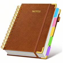 1pc A5 Double-Line Loose-Leaf Notebook, 300 Pages, 5 Divider Tabs & Writable Labels, PU Leather Hard Cover, 100gsm Bleed-Resistant Paper, With Pen Holder & Elastic Band, Suitable For Office, School, University, Meeting Notes, Daily Journal, Travel, Goal Tracking - Multicolor - View 10