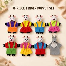 8pcs Finger Puppet Set, Cartoon Animal Family Hand Puppets, Mini Fabric Puppets, Storytelling Performance Props, Home Decor Ornaments - Multicolor - View 3