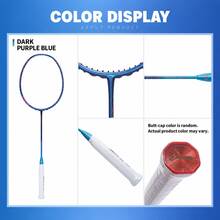 Raqueta de bádminton Li-Ning AXFORCE 50 (4U) Serie - Raqueta individual ofensiva, material de fibra de carbono, peso 80-85g, tensión máxima de encordado: 28 libras, modelo: AYPT285 - Azul morado oscuro - Ver 6