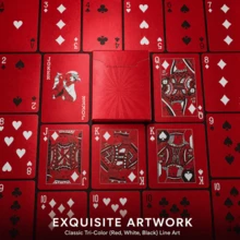 Bộ bài tây đỏ cổ điển, lõi giấy cao cấp với họa tiết sang trọng, bộ bài poker tiêu chuẩn, phù hợp cho đêm chơi gia đình, tiệc tùng, du lịch, giải trí tại nhà và làm quà tặng - Đỏ - Xem 3