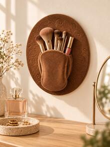 1pc Makeup Brush Wall Organizer, Western Cowgirl Cosmetic Storage Holder, Hanging Beauty Tool Organizer For Vanity Bedroom Decor - Hat Storage - View 1