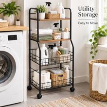 4 Tier Freestanding Storage Organizer With Shelves And Baskets For Home Office Bathroom - View 8