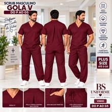 Men Scrub Sets - Bordò - Visualizzare 1