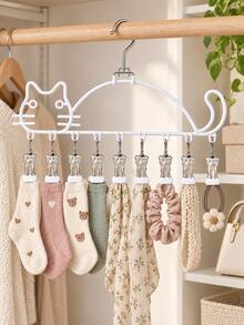 Multifunctional Stainless Steel Drying Rack Featuring A Cute Cat Design; Sturdy, Thickened, And Durable, This Versatile Rack Serves Eight Different Purposes-Perfect For Drying Items Like Underwear And Socks. A Household Essential. - Multicolor - View 4