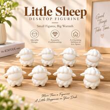 Mini White Lamb 3D Printed Figurine, Cute Animal Ornament For Desk, Counter, Car Interior Home Decor - White Lamb 3D Printed - View 2