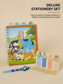 Bluey Tabbed Journal Set With Pen & Sticky Notes – Character Clamshell Journal, Great For School Notes, Perfect Gift For Kids, - Multicolor - View 1