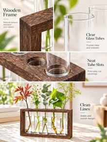 Plant Propagation Station, 2/3/5 Glass Test Tube Vases With Wooden Frame, Desktop Hydroponic Plant Rooting Rack, Pothos And Flower Bud Display Stand, Home Office Desktop Indoor Plant Decor, Suitable For Bookshelf And Windowsill - A - View 7