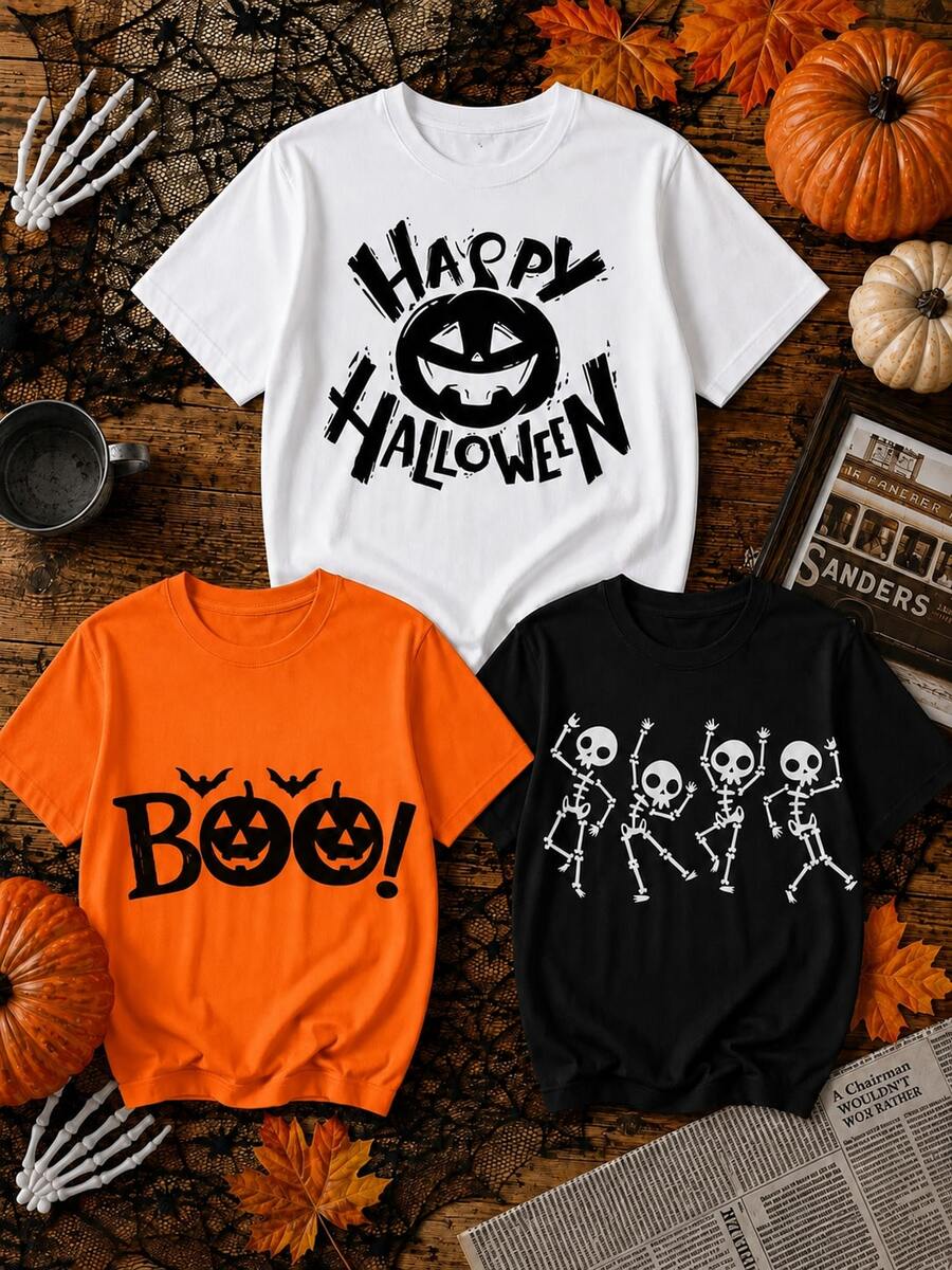 Women T-Shirts - White Black Orange - View 1