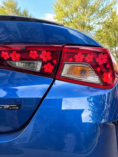 Cherry Blossom Car Tail Light Stickers, Multi-Size Cherry Blossom Flower Self-Adhesive Car Decals, Removable Waterproof Body & Window Decorative Stickers, Cute Floral Car Exterior Accessories, Suitable For Women's Car Styling
