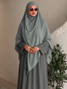 Bộ 2 món Khimar Hijab khăn cầu nguyện + Abaya, trang phục Hồi giáo rộng rãi thoải mái cho nữ, phù hợp mặc hàng ngày và cầu nguyện, dùng cho mọi mùa - Nhiều màu - Xem 7