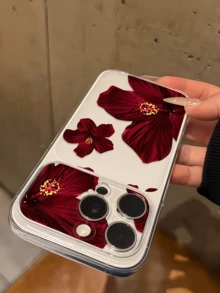 1件透明熱情紅扶桑花個性化極簡防摔軟TPU手機殼 全包覆防污保護殼 適用於Apple 18 17 16 15 14 13 12 11 Pro Max Air - 彩色 - 查看 3