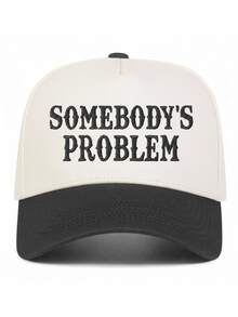 1pc Women's "Somebody's Problem" Trucker Hat, Personalized Embroidered Letter Baseball Cap, Street Fashion 5-Panel Hat, Spring/Autumn Travel, Beach, Summer Outdoor Sun Protection Casual Hat - Somebody's Problem - View 9