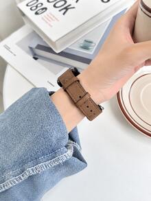 1PC PU Leather Composite Silicone Soft Strap Compatible With Huawei Watch Fit 3/4/4 Pro/5/5Pro Smartwatch Band Adjustable Replacement Wristband Unisex - Coffee Brown - View 2